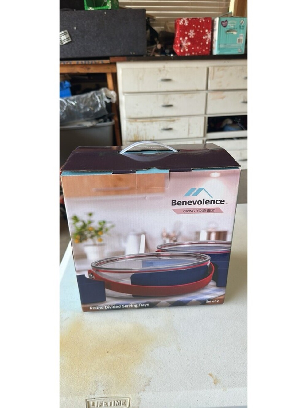 Benevolence Set of 2 Round Divided Serving Trays 5 Sections New